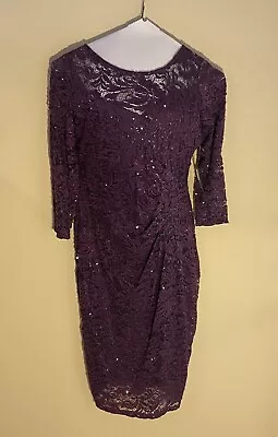 Marina Lace Sequined Dress Purple/eggplant Sz M NWT Mardi Gras • $14.99