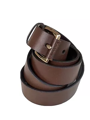 Michael Kors Genuine Leather Belt Brown With Gold Hardware Large Sz 37 Woman EUC • $22.36