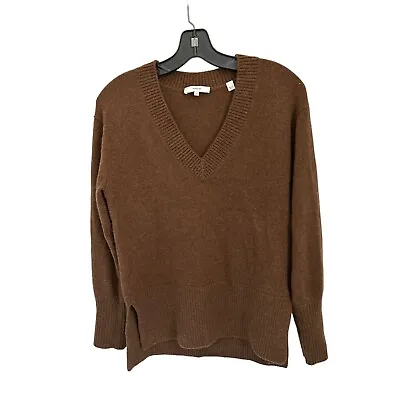 VINCE 2-Ply Cashmere V-Neck Pullover Hight Low Chocolate Brown Sweater XSmall • $34.99