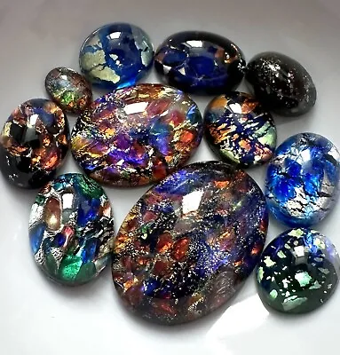 Vintage Opal Cabochon Assortment Lot Art Glass Czech Rainbow Jewelry CABMX3-M • $34.50