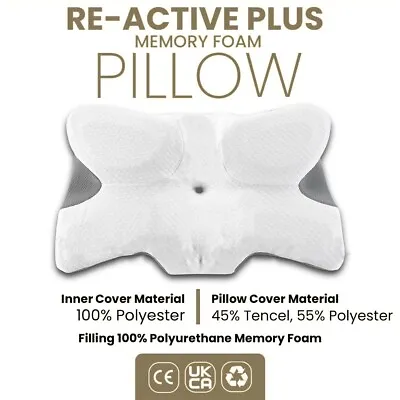 MEMORY FOAM PILLOW Re-active Ergonomic Neck Head Back Shoulder Support Pillows • £28.99