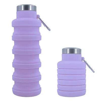 Foldable Water Bottle 500ml Collapsible Silicone Drink Outdoor Sport Travel Run • £7.66
