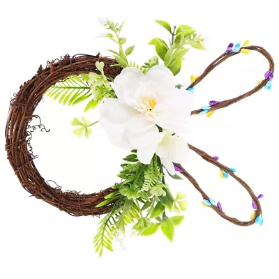  Spring Bunny Wreath Easter Artificial Flower Wreath For Front Door Wall Home • £9.67