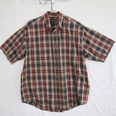 Van Heusen Shirt Mens Large Wrinkle Free Button Down Plaid Short Sleeve • $9.74