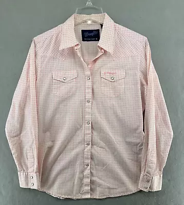 Wrangler Western Medium Pink Checker Pearl Snap Cancer Awareness Cowgirl • $16.99