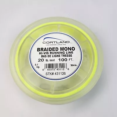 Cortland Braided Mono Hi-Vis Running Line - Yellow | 20lb | 100 Ft • $10.97