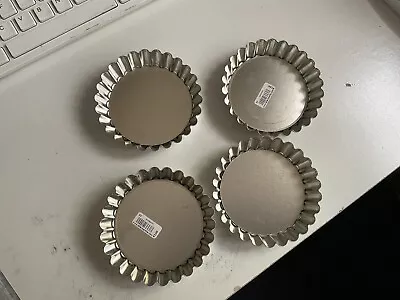 Set 4 Mini Fluted Flan/Tart/Quiche Tins. Loose Base Canapes/Baking • £0.99