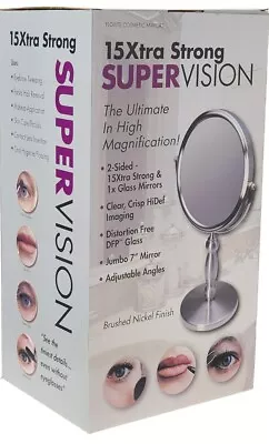 Super Magnifying Floxite Dual Sided 1x And 15x Vanity Mirror Brushed Nickel • $49.99
