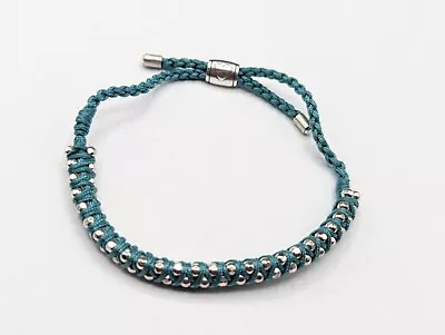 Brighton Color Cable Rope Cord Bead Macrame Bracelet Adjustable Blue • $20