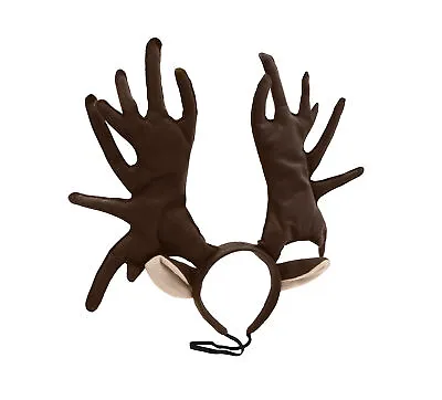 Brown Moose Antler W/ Ears Headband Reindeer Antlers Animal Costume Accessory • $14.55