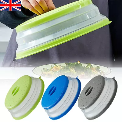 Collapsible Microwave Food Plate Cover Vented Splatter Protector Guard Lid Safe • £5.95