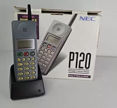 Vintage 90s NEC P120 Portable Cellular Mobile 1993 Phone Brick Powers On Prop • $19.99