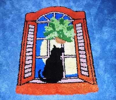 $19 • Buy Vintage Latch Hook Rug/wall Hanging Cat And Moon Finished - 26  X 38 