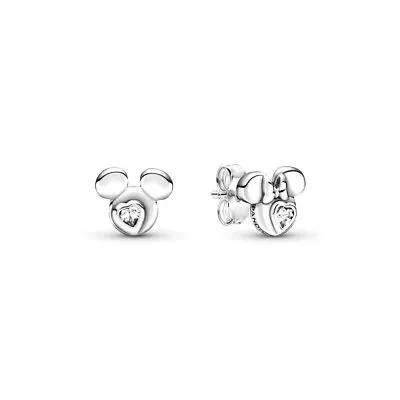 PANDORA EARRINGS Sterling Silver ALE S925 SILHOUETTE MICKEY MINNIE  299258C01 RR • $64.99