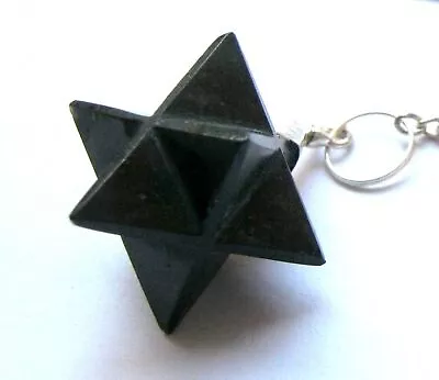 Powerful Black Tourmaline Merkaba Pendulum Women Men Gift Crystal Healing Reiki • £15.46