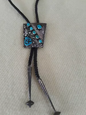 RARE!! Hopi Preston Monongye Sterling & Gem Blue Turquoise BoLo • $1207