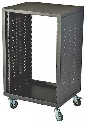 16U 19  Universal Open Rack Cabinet With Wheels Black - URC-16U • £128.59