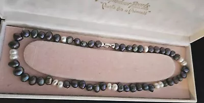 Attractive OYSTER Vintage 925 Silver Genuine Baroque CULTURED Pearl Necklace 18  • $169