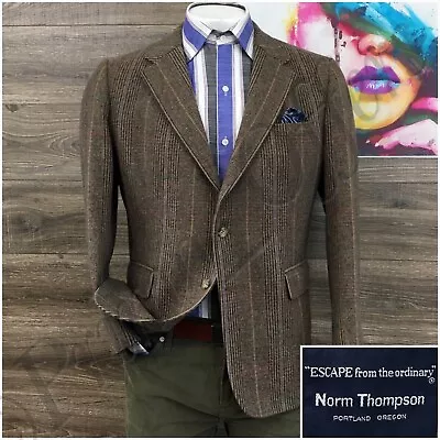 Vintage Mens Tweed Blazer Sport Coat Casual Two Button Jacket Size 44R Wool Suit • $79.95