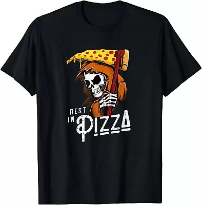 New Limited Funny Grim Reaper With Fast Food Scythe Pizza Lovers T-Shirt • $22.55