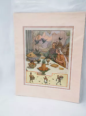 Vintage Rare Black Bird Pie  Meal Double Matted Signed Margaret W.Tarrant Print • $39.98