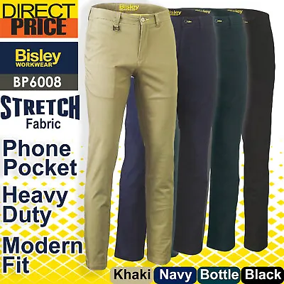 Bisley Mens Stretch Cotton Drill Work Pants Product UPF50+ BP6008 NEW • $41.95