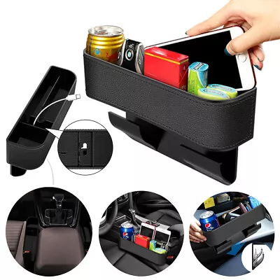 $12.89 • Buy Car Seat Gap Filler Organizer PU Leather Storage Box With Cup Cell Phone Holder