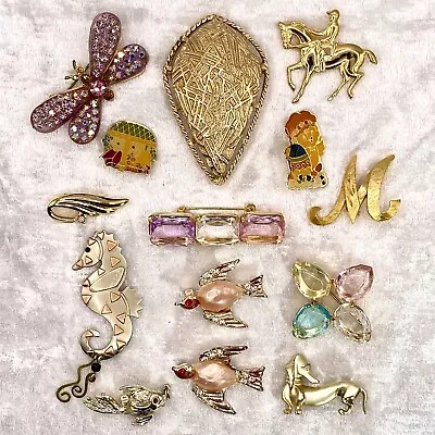 Vintage Modern 14 Brooch Pin Lot Collection Sarah Cov Avon Mamselle Estate DD • $10.50