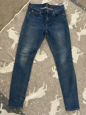 7 For All Mankind Ladies Skinny Blue Stretch Denim Jeans W29 L30. MR20616 • £8