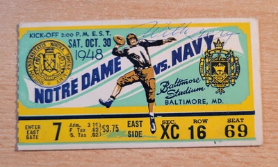 $16 • Buy 1948 University Of Notre Dame Vs Navy Football Ticket Stub -at Baltimore Stadium
