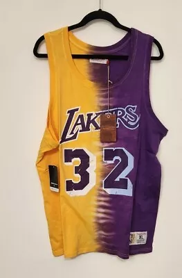 Mitchell & Ness Gold Purple Hardwood Classics Lakers 32 Johnson Jersey X-LARGE • $49.95