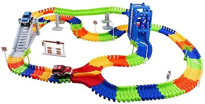 $29.95 • Buy Race Car Track Set 240 Pieces Twisted Flexible Building Toy Tracks 2 Cars 1109