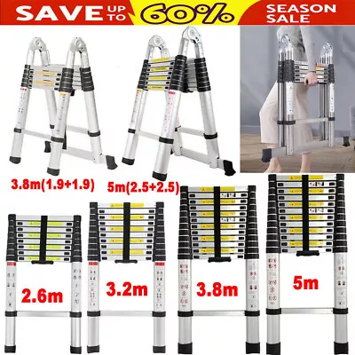 Telescoping Step Ladder Aluminum Folding Extension Extendable Ladders Household • $64.80