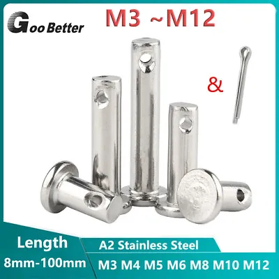 Metric M3-M12 Clevis Pins & Cotter Split Pins A2 Stainless 3/4/5/6/8/10/12mm • $4.24