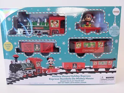 Mickey Mouse Holiday Express 12 Piece Christmas Train Set W/Light & Sound Disney • $35.95