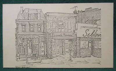 Estate Sale ~ Vintage Artist Signed Postcard - Main St. Metuchen N.J. - Behr • $2.50