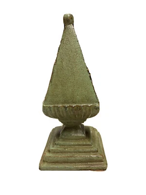 $21.95 • Buy Vintage  Cast Iron Finial Green Pyramid Shape Fence Finial Obalisk Shape Good