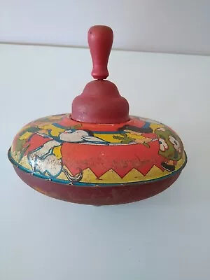 Vintage Ohio Art Tin Litho Toy Top Mexican Children & Burro • $10