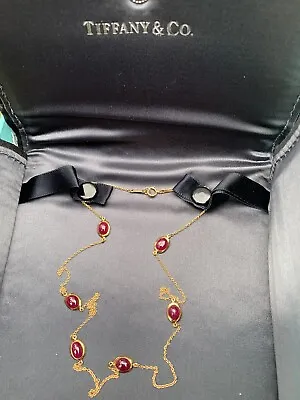$12000 • Buy Tiffany & Co 18K Ruby Elsa Peretti Color By The Yard 4.5 TCW Necklace 18 In RARE