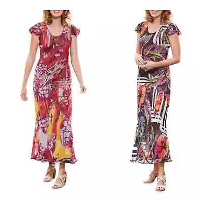 Size 10 Midnight Velvet Reversible Mixed Print Ankle Length Resort Summer Dress • $34.40