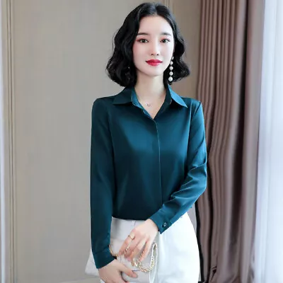 Womens Mulberry Silk Business Formal Shirt Blouse Tops Outwear Retro Fashion • $26.96