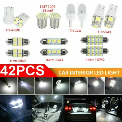 42pcs Car Interior Combo LED Map Dome Door Trunk License Plate Light Bulbs White • $8.28