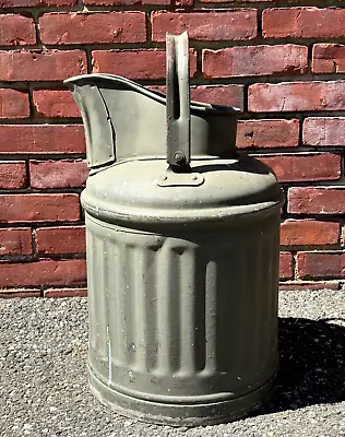 Old Vintage Antique 5 Gallon Fuel Oil Can Dispenser Army Military Green Wwii Era • $300