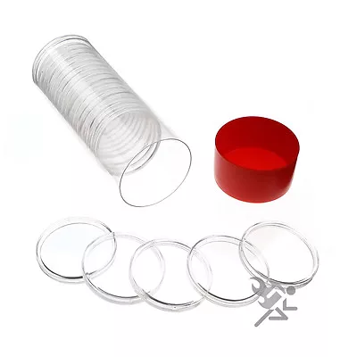 Red Capsule Tube & 20 AirTite H39 Direct Fit Coin Holders For 1oz Silver Rounds • $21.95