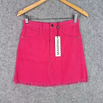 Mink Pink Skirt Womens Extra Small Hot Pink Corduroy Pocket NEW BNWT 4117 • $18.27