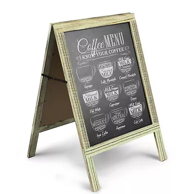 A-Frame Chalkboard Sign Rustic Wooden Sidewalk Easel Chalk Stand Menu Display • $55.99