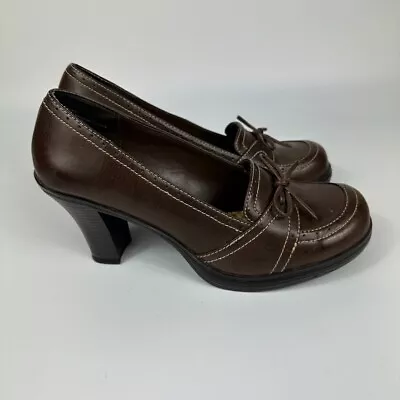 VTG Y2K MUDD-Parsley-Brown Faux Leather Heeled Oxford Loafers Shoes Women's 10 • $54.99