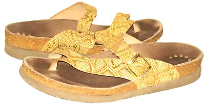 Women's MEPHISTO Helen Gold Reptile Print Leather Thong Sandals 40 8.5/9 • $35