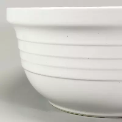 White Ribbed 8  Mixing Bowl Fine Portugal Stoneware - Roseville Farmhouse Style • $16.95