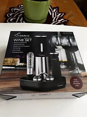 Rabbit 8 Piece Electric Wine Opener Set Corkscrew Aerator Stoppers Foil Cutter + • $26.95